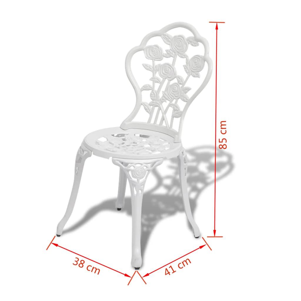 vidaXL Bistrosett 3 deler støpt aluminium hvit