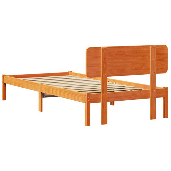 vidaXL Sengestel med hodegavel voks brun 80x200 cm solid furu