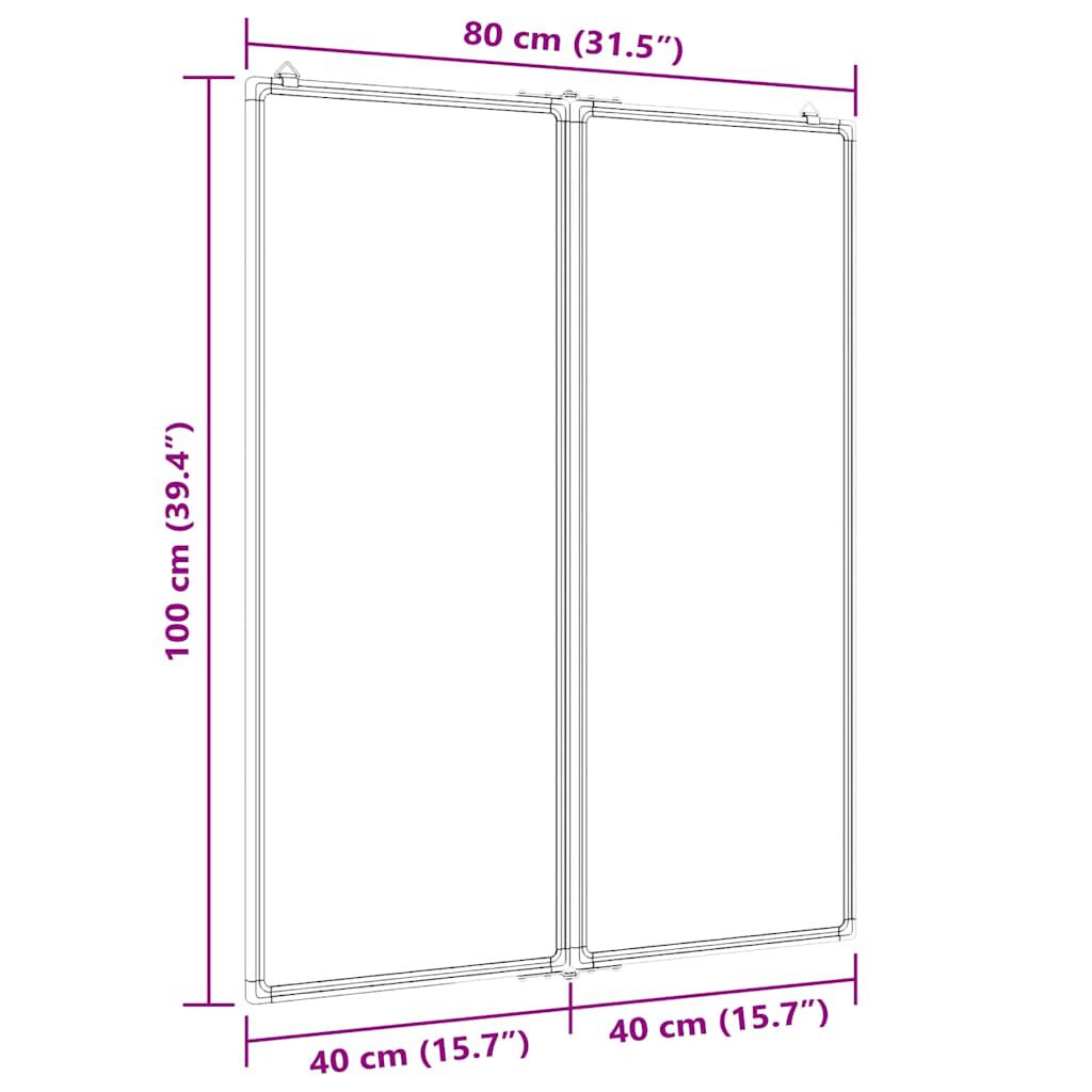 vidaXL Magnetisk tavle sammenleggbar 80x100x1,7 cm aluminium