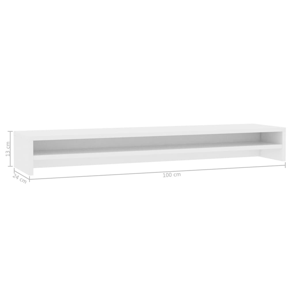 vidaXL Skjermfeste hvit 100x24x13 cm konstruert tre