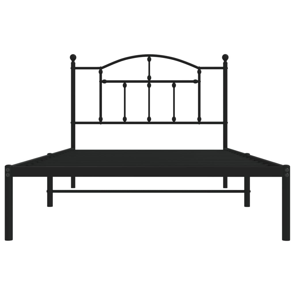 vidaXL Sengeramme i metall med hodegavl svart 107x203 cm