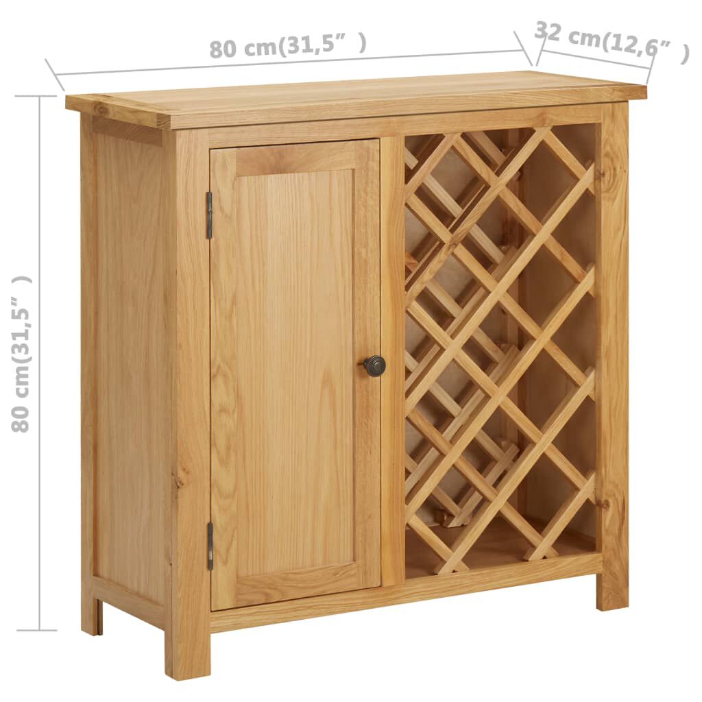 vidaXL Vinskap for 11 flasker 80x32x80 cm heltre eik
