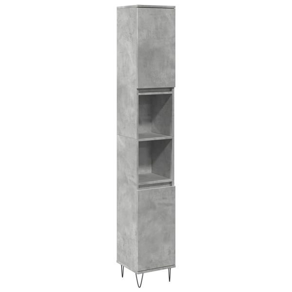 vidaXL Baderomsskap betonggrå 30x30x190 cm konstruert tre
