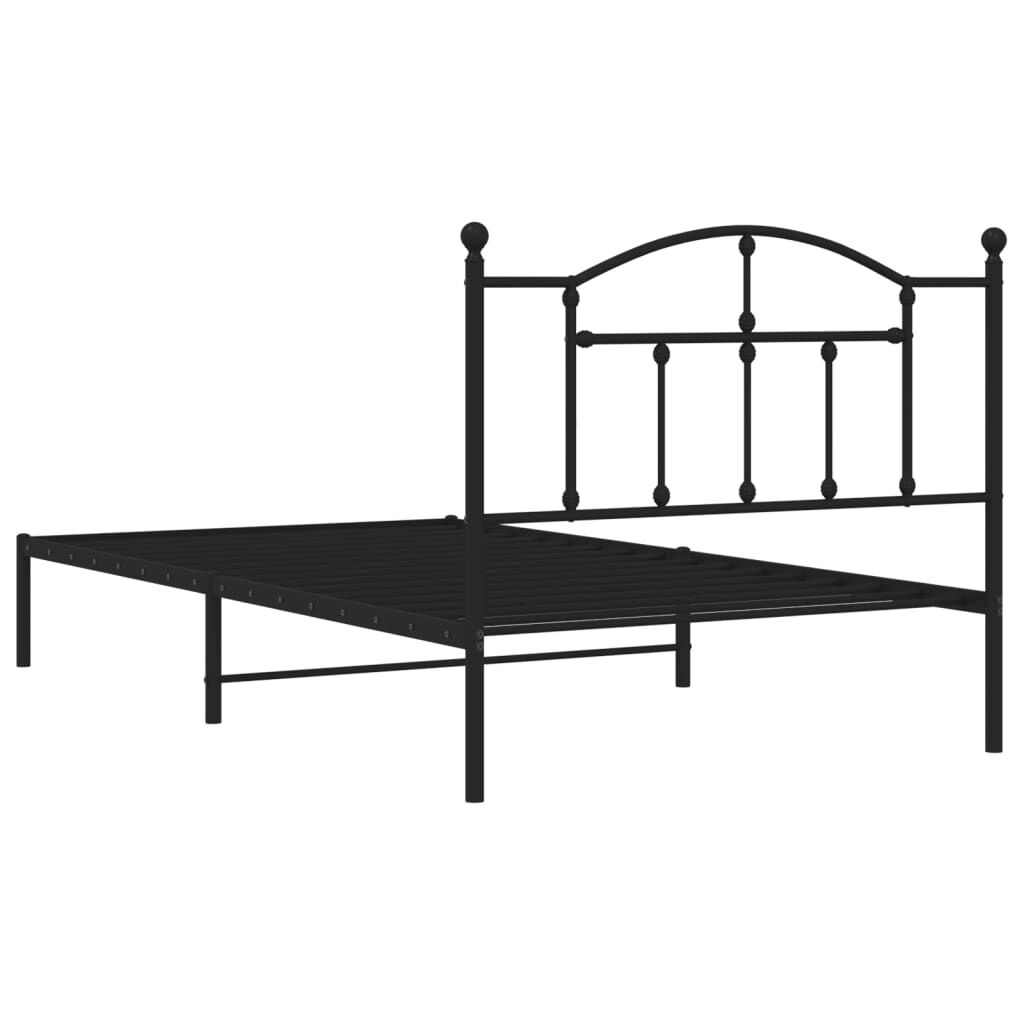 vidaXL Sengeramme i metall med hodegavl svart 107x203 cm