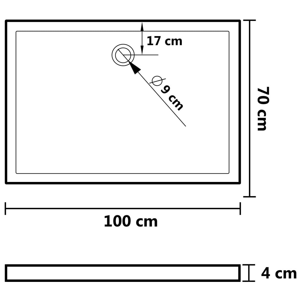vidaXL Dusjbrett med prikker hvit 70x100x4 cm ABS