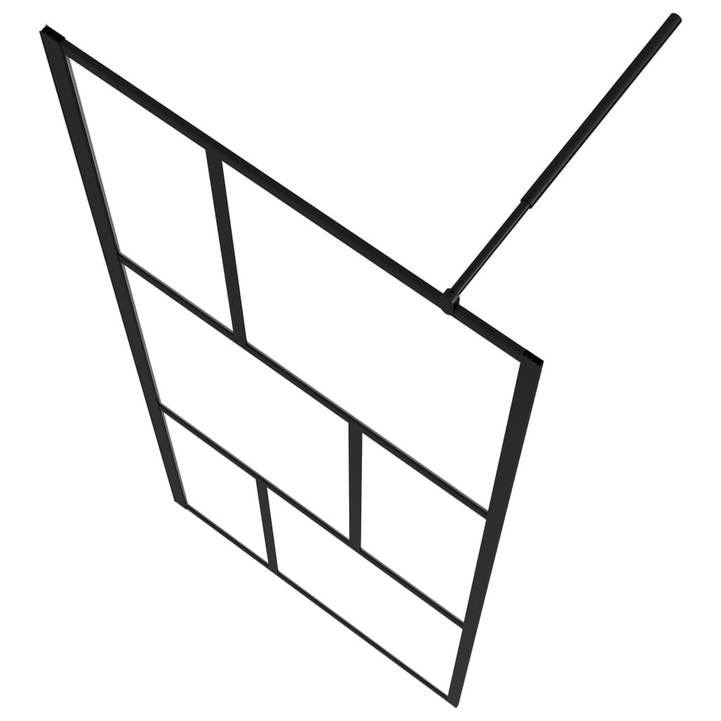 vidaXL Dusjvegg med herdet glass svart 80x195 cm